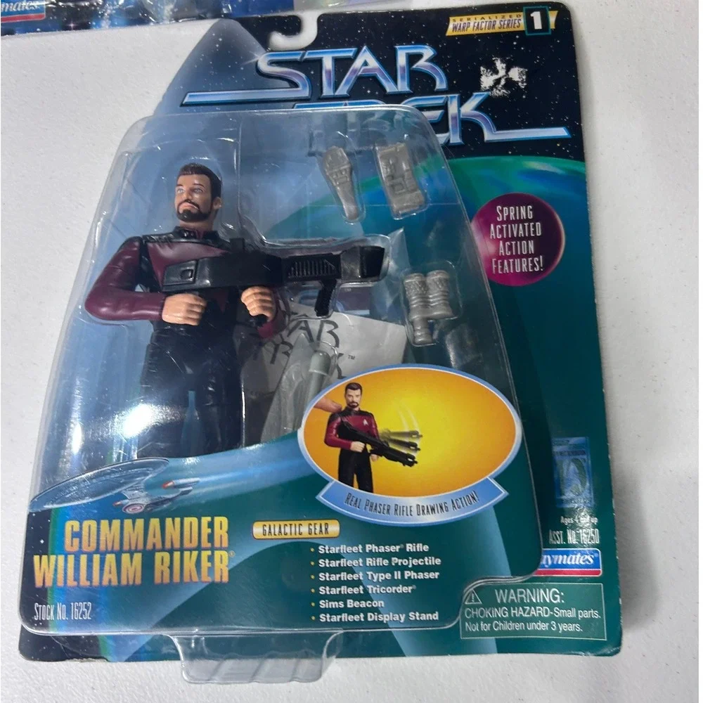 Vintage Star Trek‎ Playmates 90s Action Figure Riker Kurn Borg 16252 6441 Lot 3